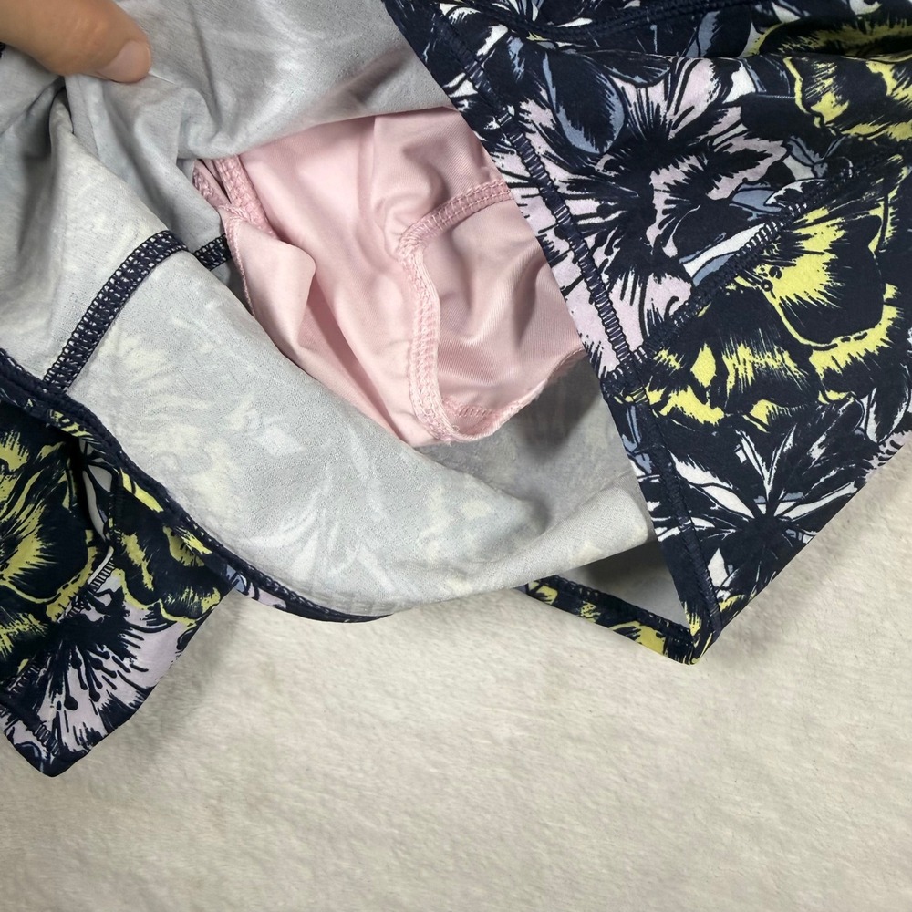 oiselle Black Floral Running Shorts with Yellow Highlights - Picture 7 of 10